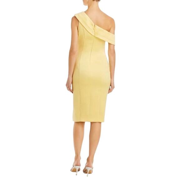 Lavish Alice Yellow Satin One Shoulder Midi Cocktail Dress NWT Sz 4 - Picture 2 of 7